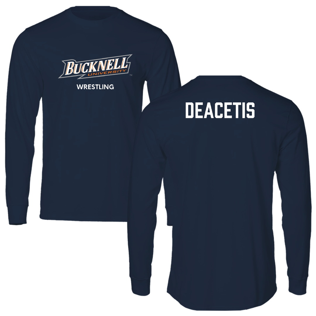 Bucknell University Wrestling (M) Navy Performance Long Sleeve - Logan Deacetis