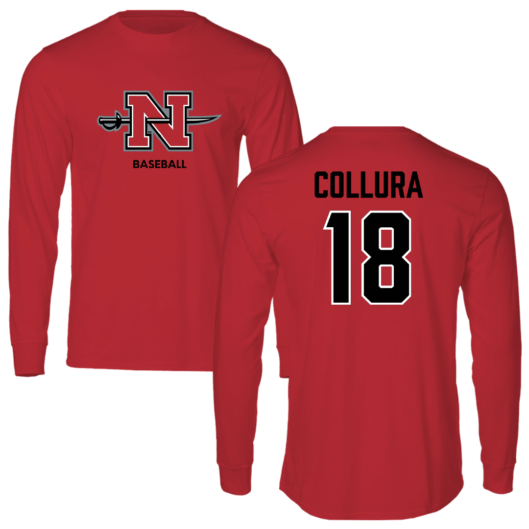 Nicholls State University Baseball Red Mascot Long Sleeve - #18 Jaden Collura