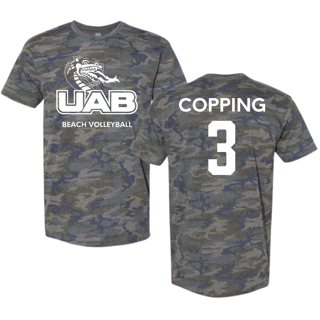 University of Alabama at Birmingham Beach Volleyball Vintage Camo Tee - #3 Arden Copping