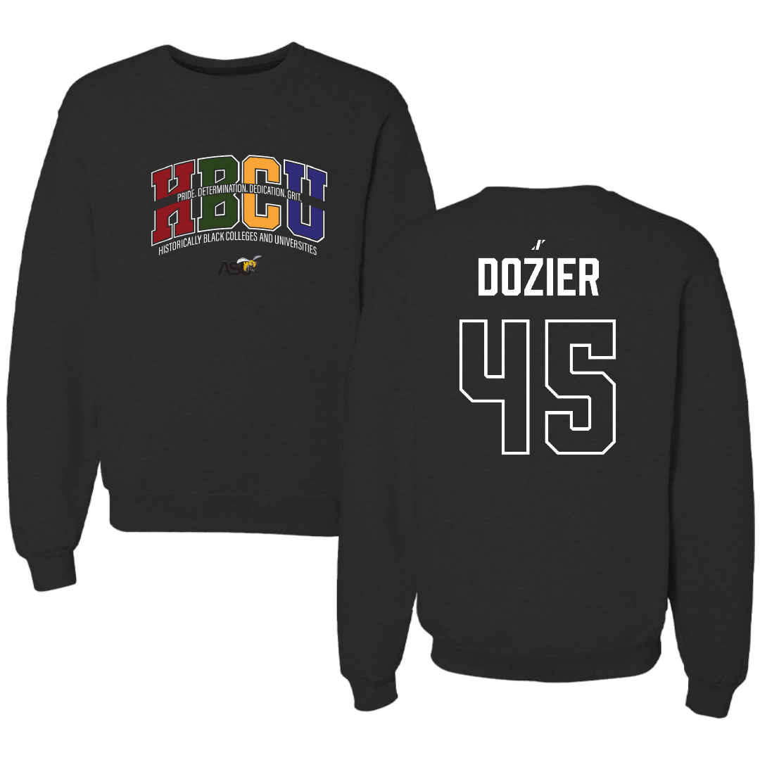 Alabama State University Football Black HBCU Crewneck - #45 Rico Dozier