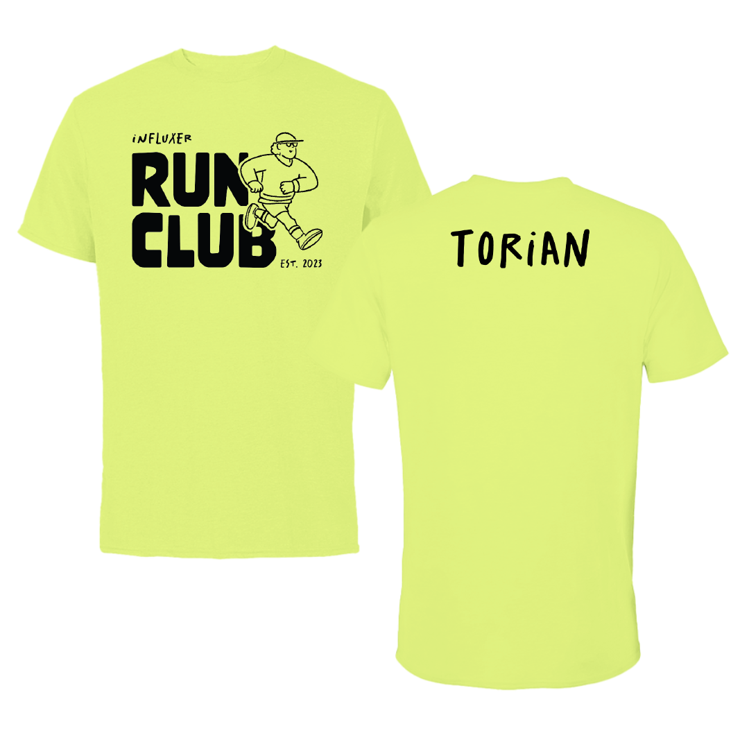 University of Wisconsin-River Falls TF and XC Safety Yellow Influxer Run Club Performance Tee - Allen Torian