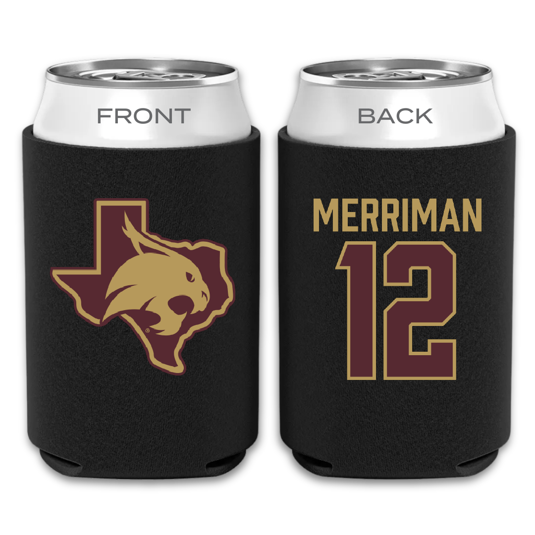 Texas State University Baseball Black Can Cooler - #12 Ben Merriman