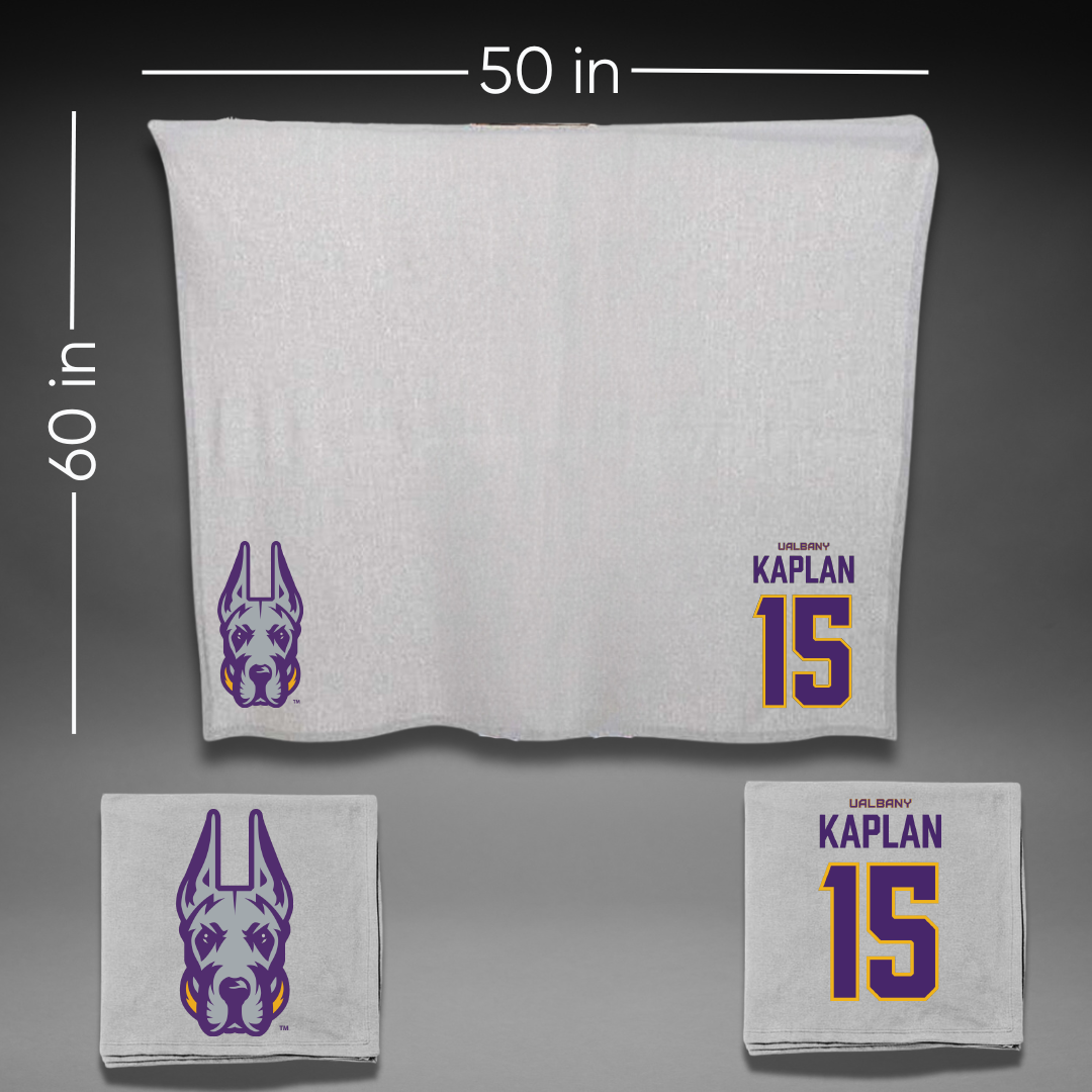 University at Albany Soccer Gray Blanket - #15 Ben Kaplan