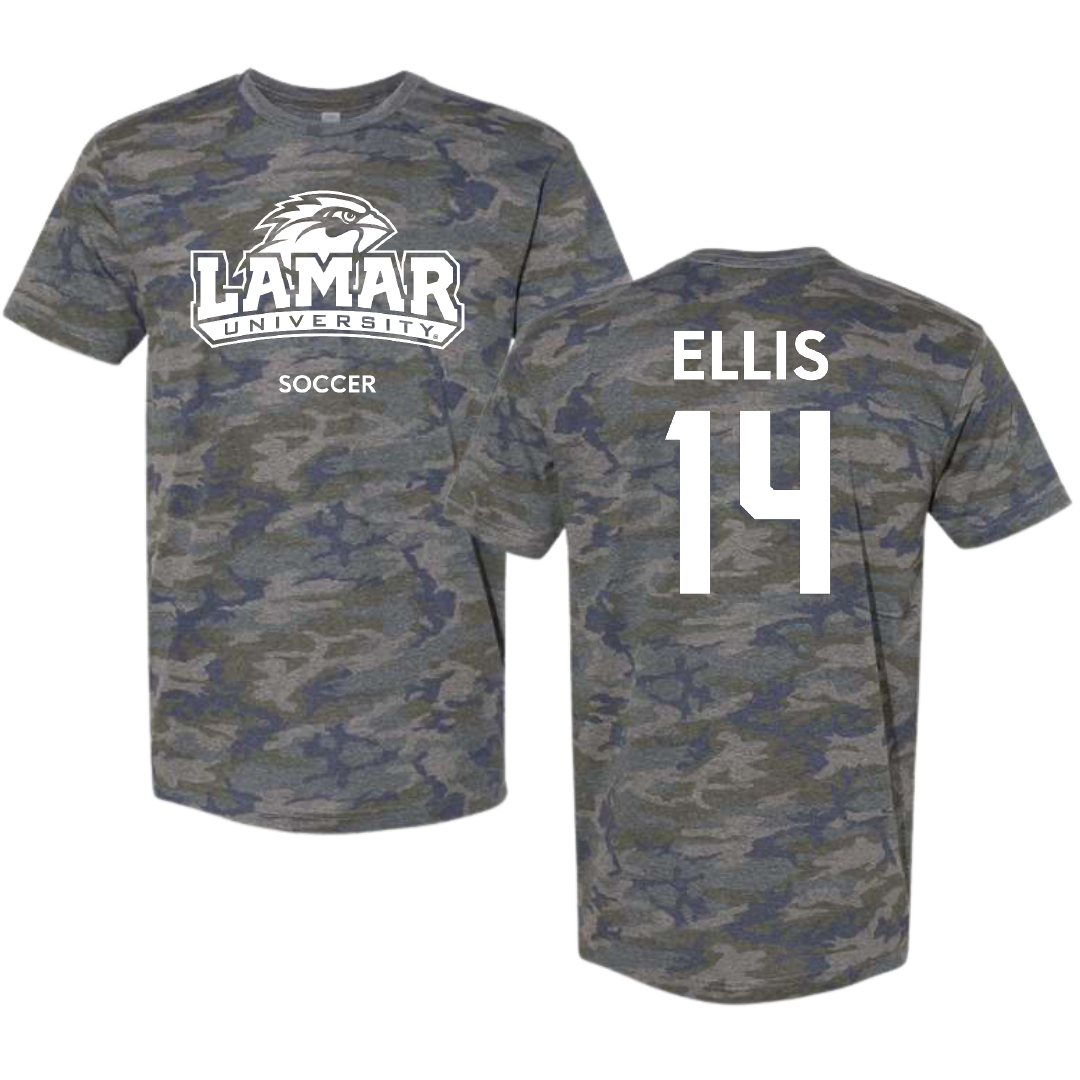 Lamar University Soccer (W) Vintage Camo Tee - #14 Cariel Ellis
