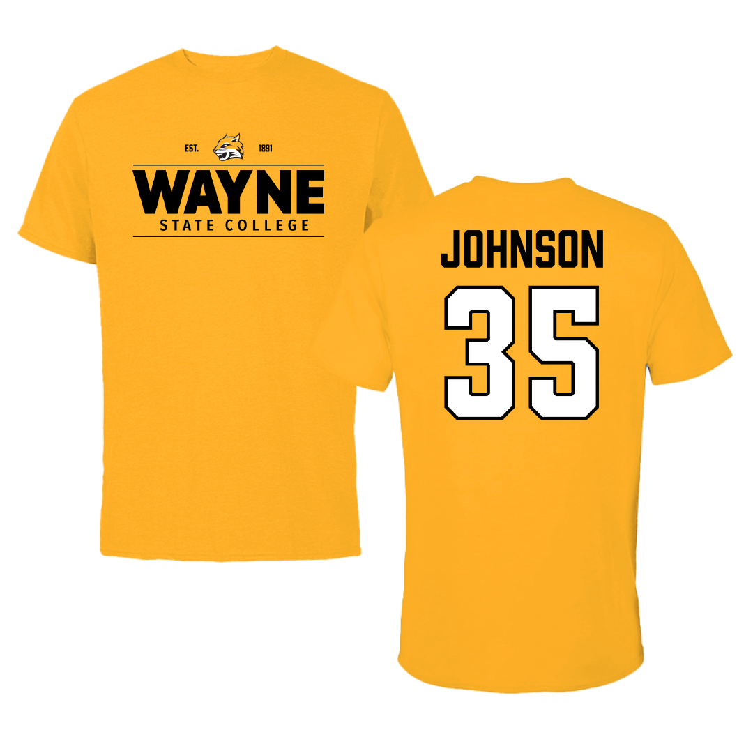Wayne State College (Nebraska) Football Gold General Performance Tee - #35 Luke Johnson