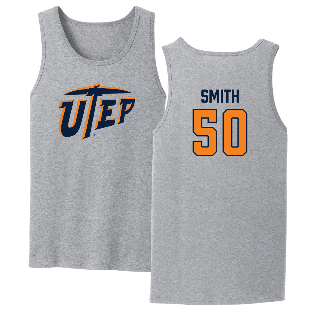 University of Texas at El Paso Football Sport Gray Tank Top - #50 Brennan Smith