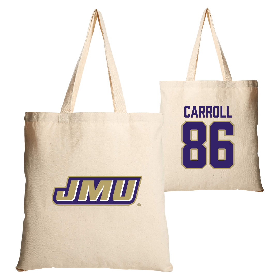 James Madison University Football Tan Canvas Tote Bag - #86 Collin Carroll