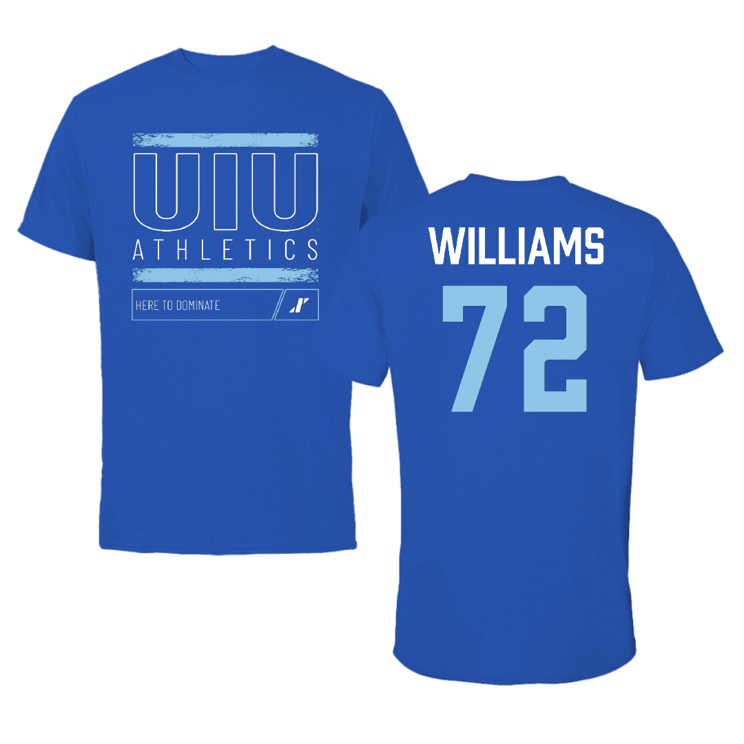 Upper Iowa University Football Blue Dominate Performance Tee - #72 Caleb Williams
