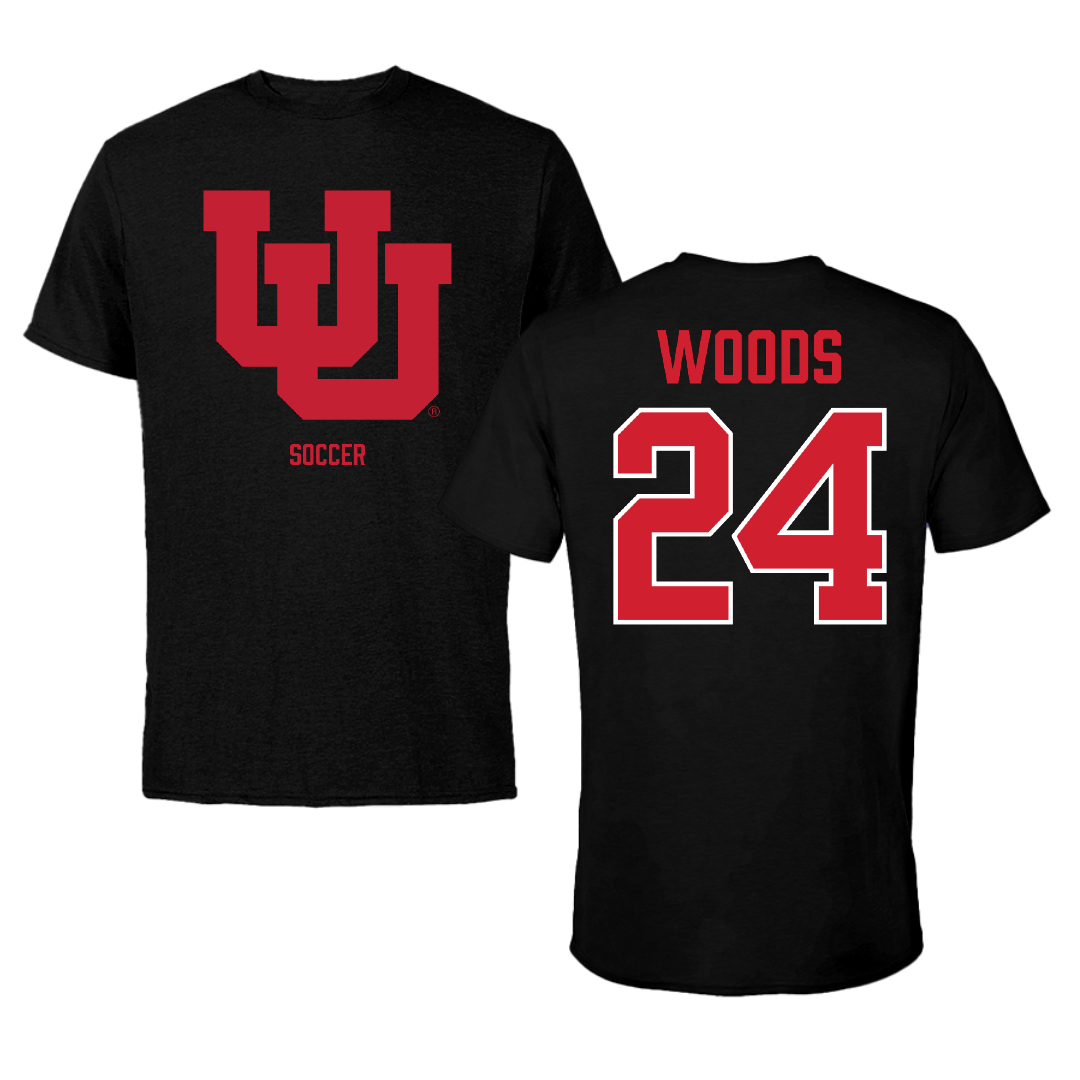 University of Utah Soccer (W) Black Tee - #24 Bella Woods