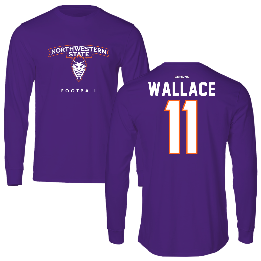Northwestern State University Football Purple Performance Long Sleeve - #11 Dane Wallace