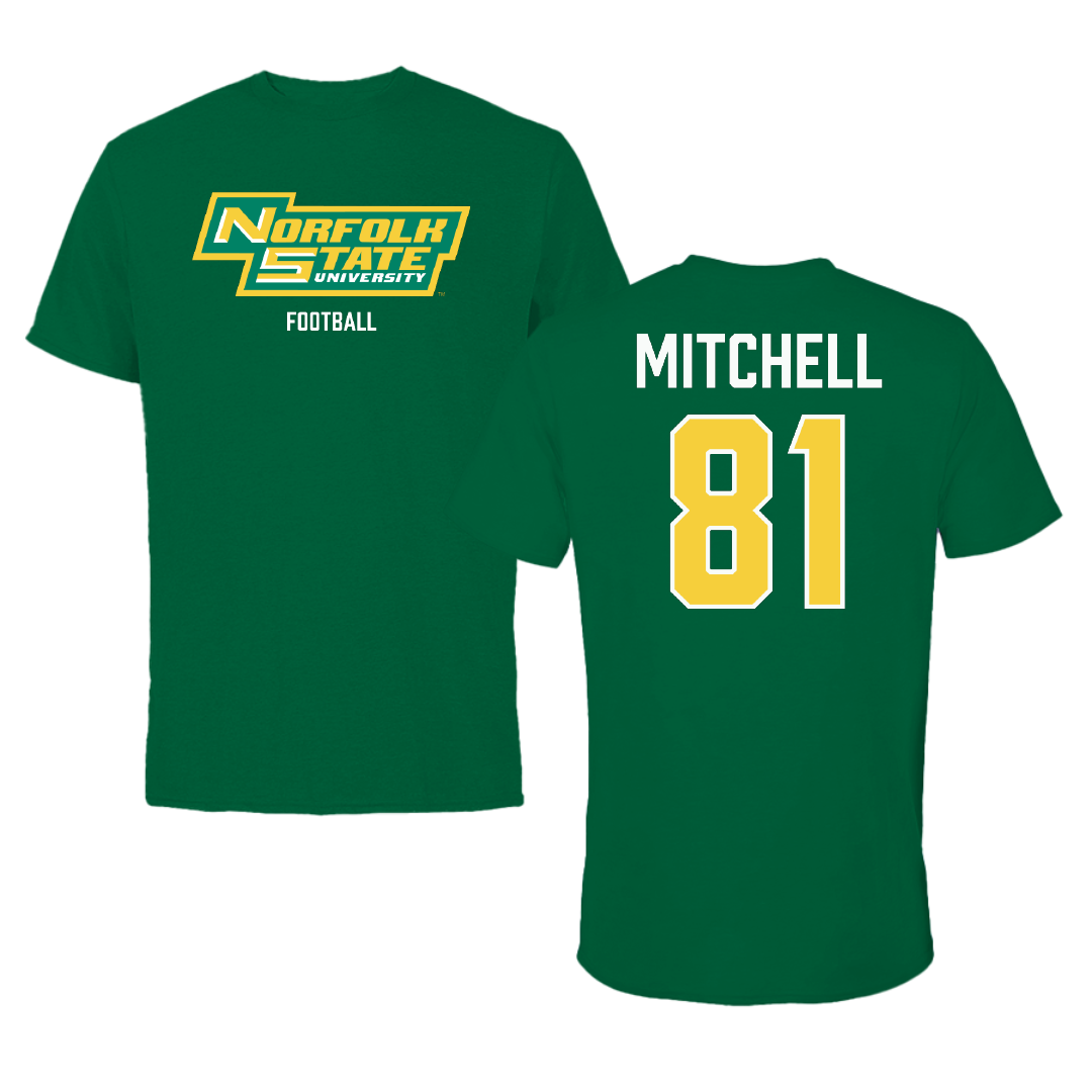 Norfolk State University Football Green Performance Tee - #81 Elyjah Mitchell