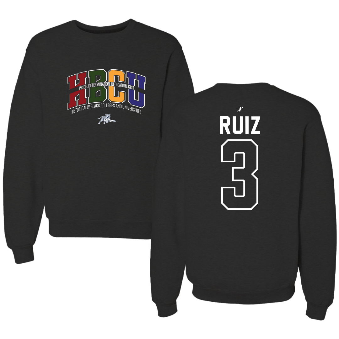 Jackson State University Softball Black HBCU Crewneck - #3 Amaya Ruiz