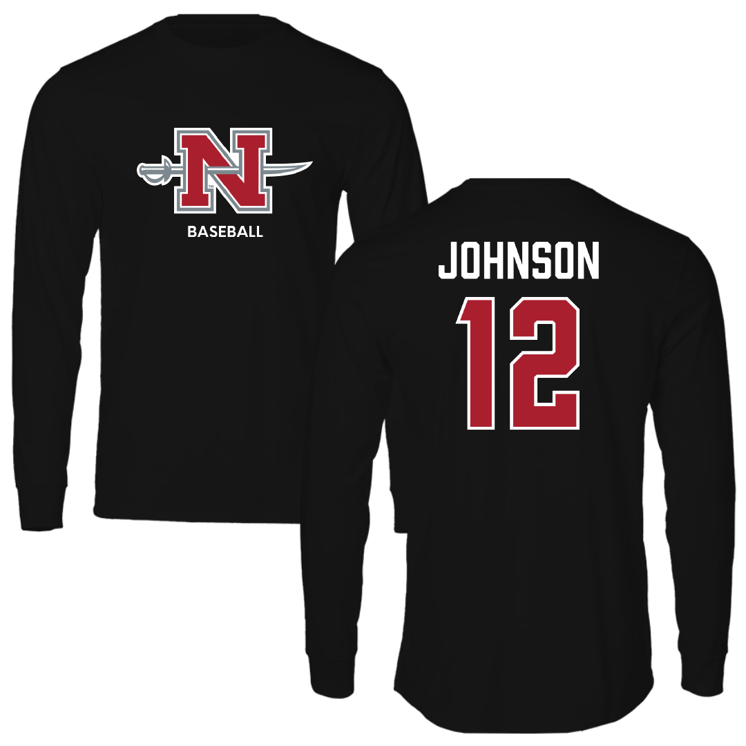 Nicholls State University Baseball Black Mascot Long Sleeve - #12 Tyler Johnson