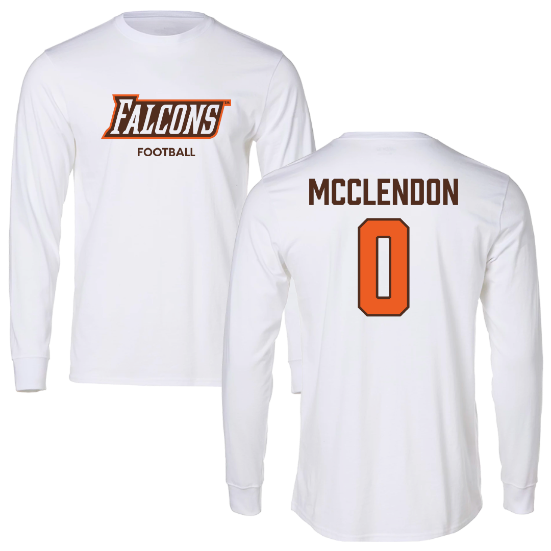 Bowling Green State University Football White Performance Long Sleeve - #0 Darius McClendon
