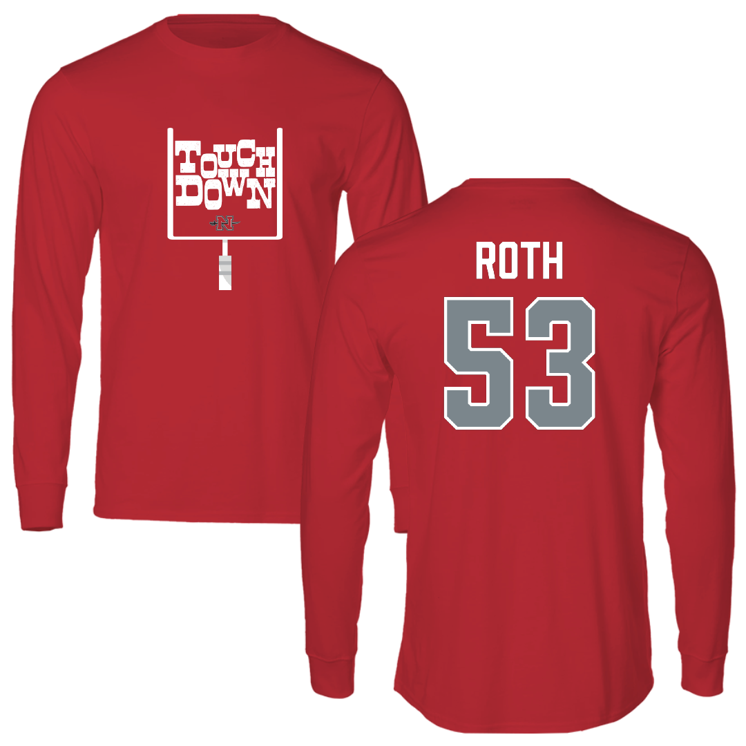 Nicholls State University Football Red Touchdown Long Sleeve - #53 Craig Roth