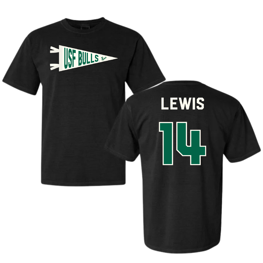 University of South Florida Volleyball Black Pennant Comfort Colors Tee - #14 Lauren Lewis