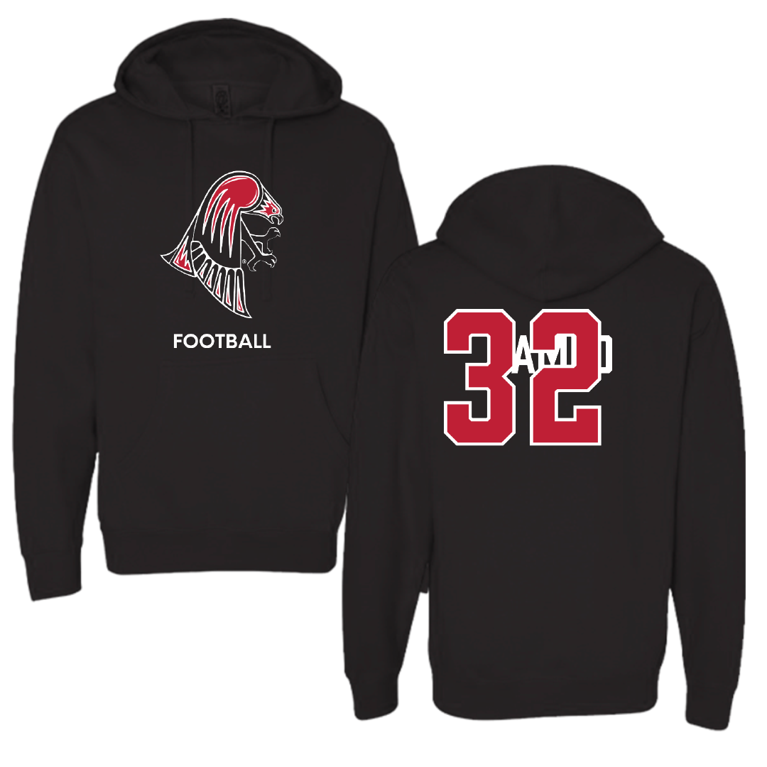 University of Wisconsin-River Falls Football Black Hoodie - #32 Adam Hamed