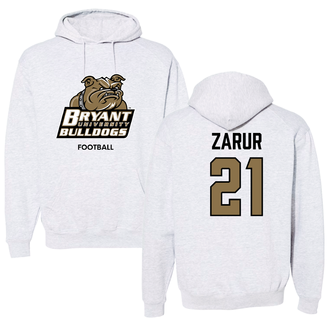 Bryant University Football Light Gray Hoodie - #21 Antonio Zarur