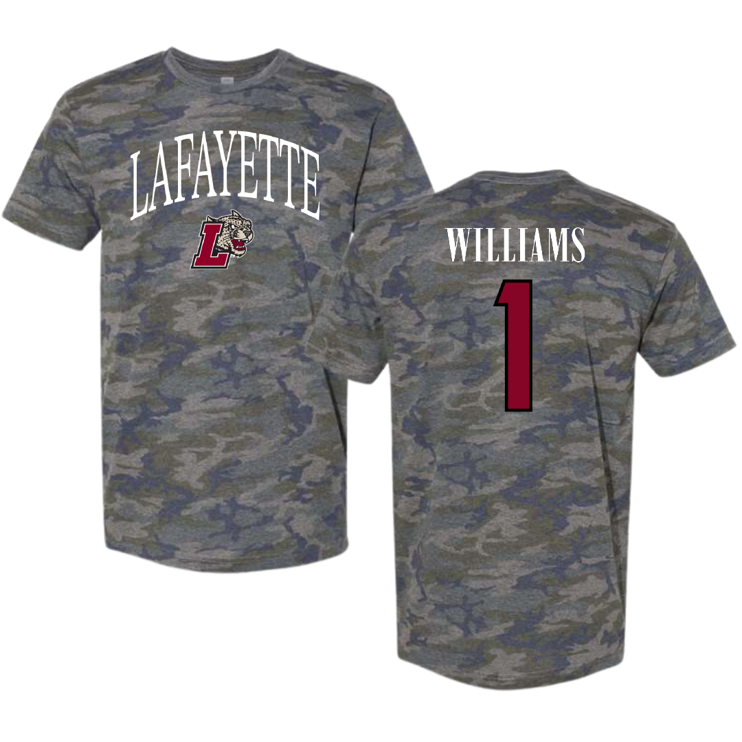 Lafayette College Basketball Vintage Camo Tee - #1 Caleb Williams