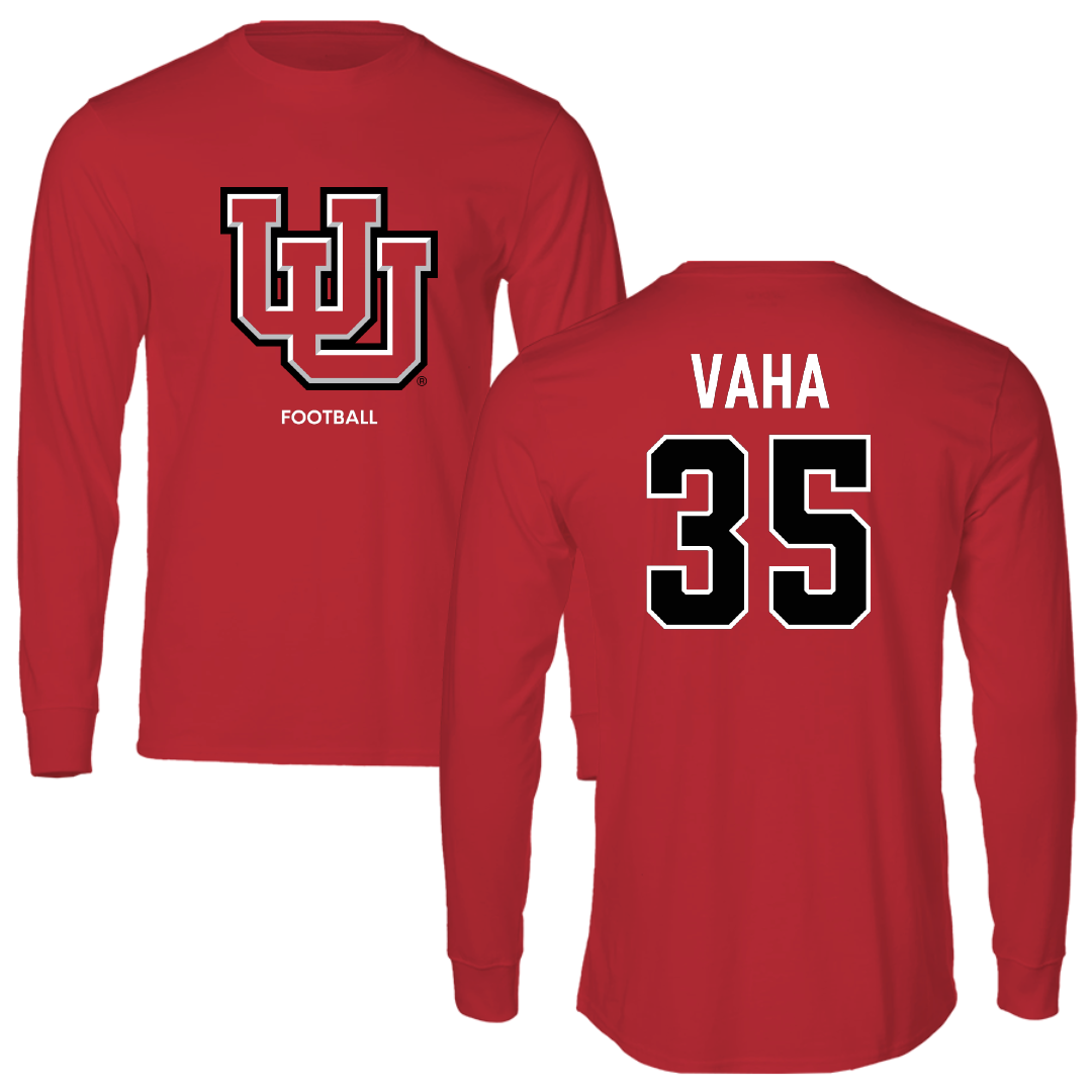 University of Utah Football Red Block Performance Long Sleeve - #35 Isaac Vaha