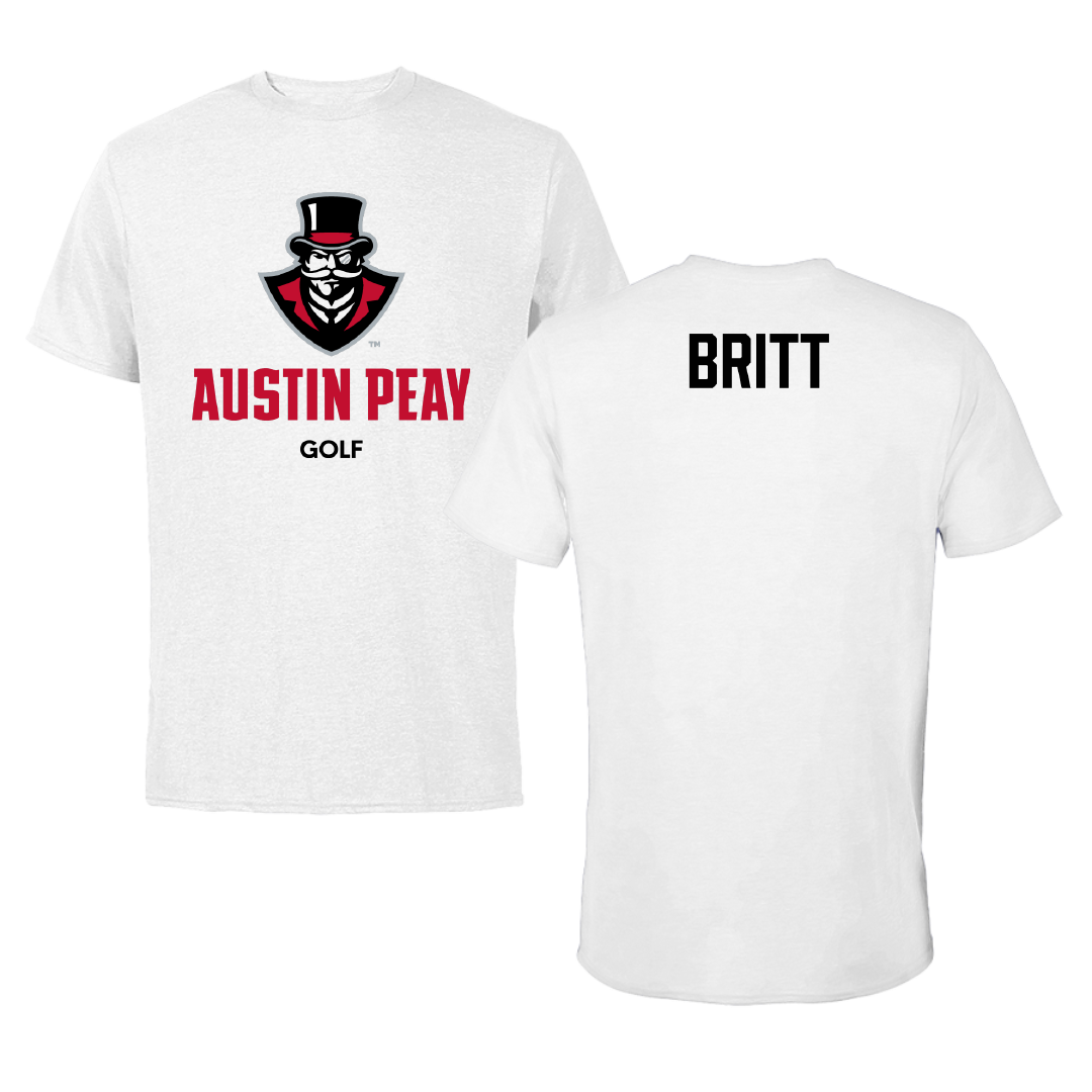 Austin Peay State University Golf (M) White Tee - Reece Britt