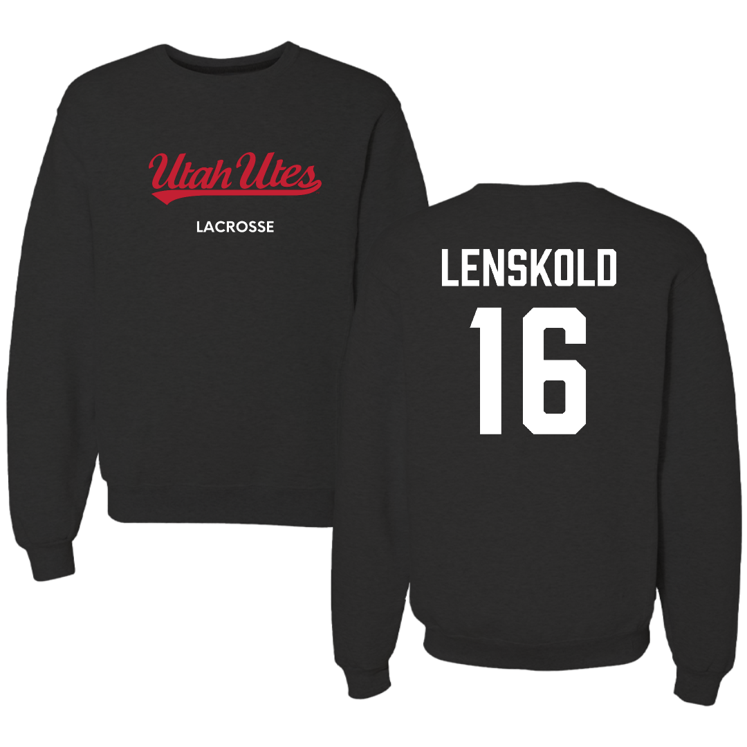 University of Utah Lacrosse (M) Black Crewneck - #16 Colin Lenskold