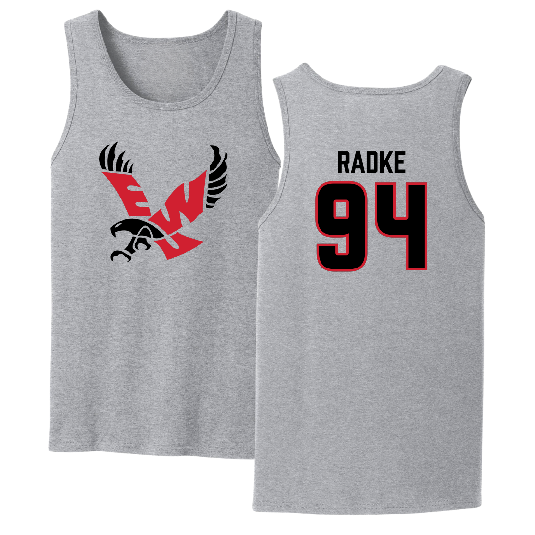 Eastern Washington University Football Sport Gray Tank Top - #94 Jaden Radke