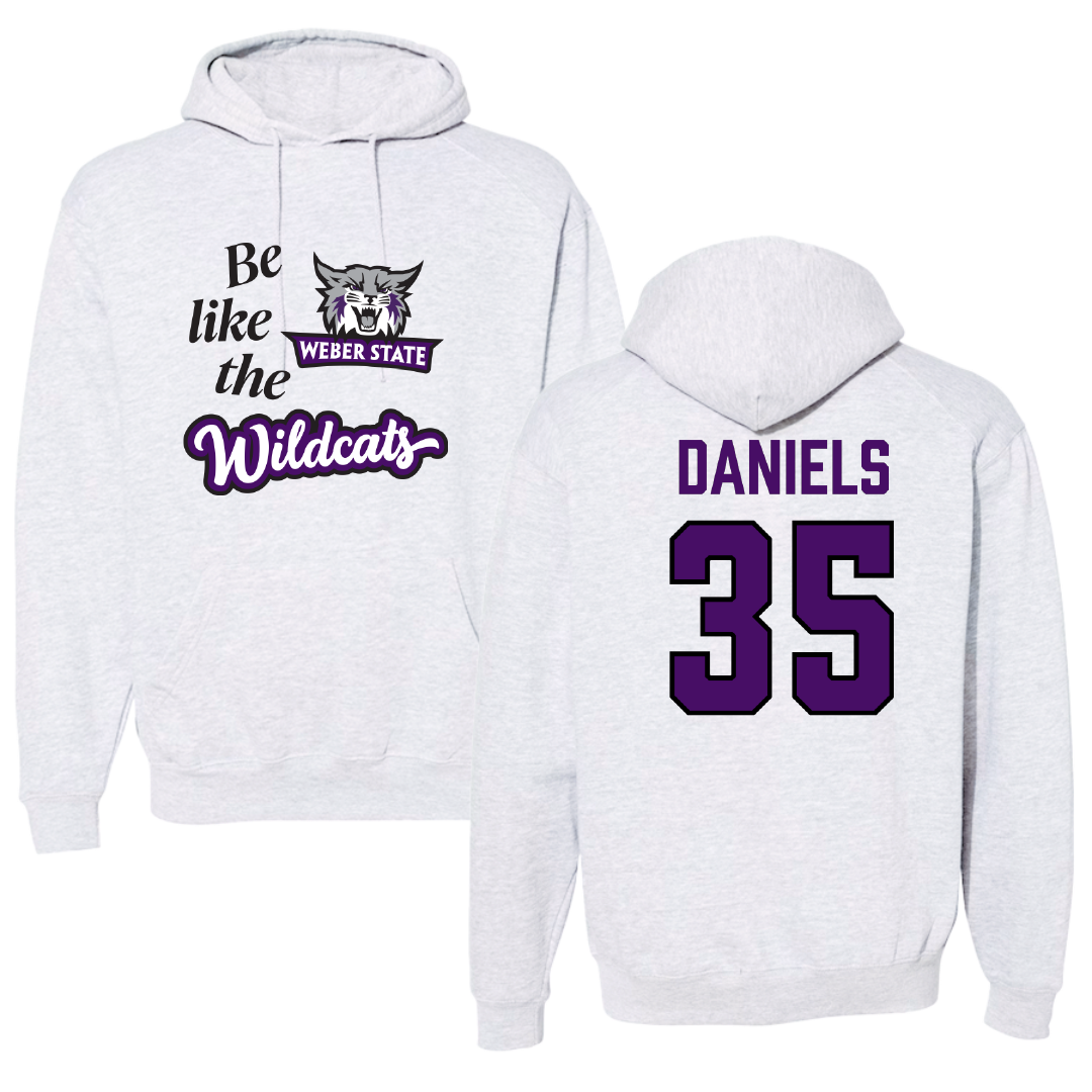 Weber State University Football Light Gray Be Like Us Hoodie - #35 Rishi Daniels