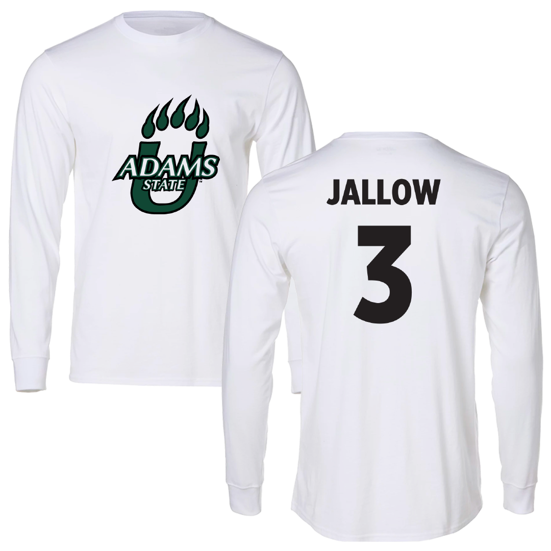 Adams State University Basketball (M) White Long Sleeve - #3 Emilek Jallow
