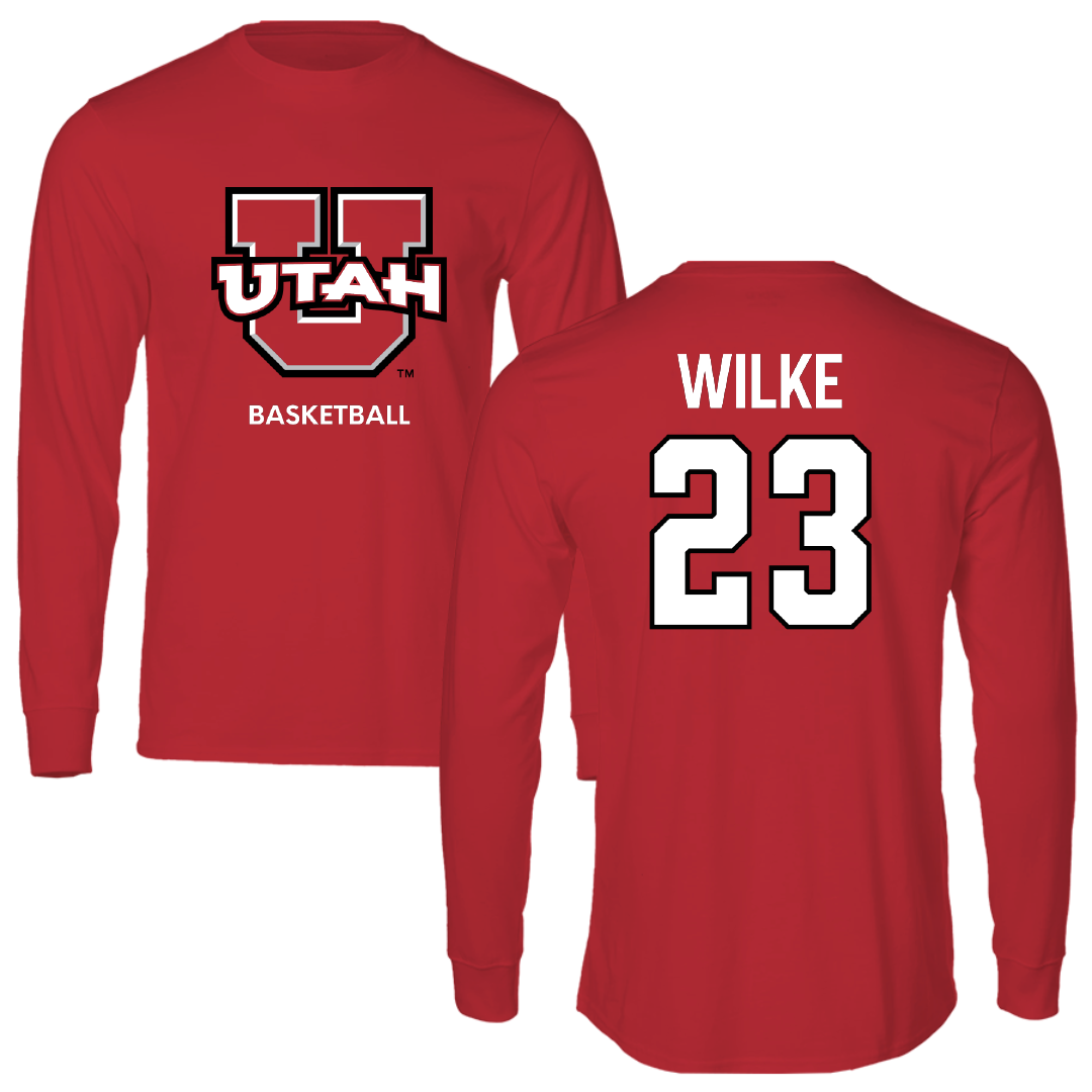 University of Utah Basketball (W) Red Utes Long Sleeve - #23 Maty Wilke
