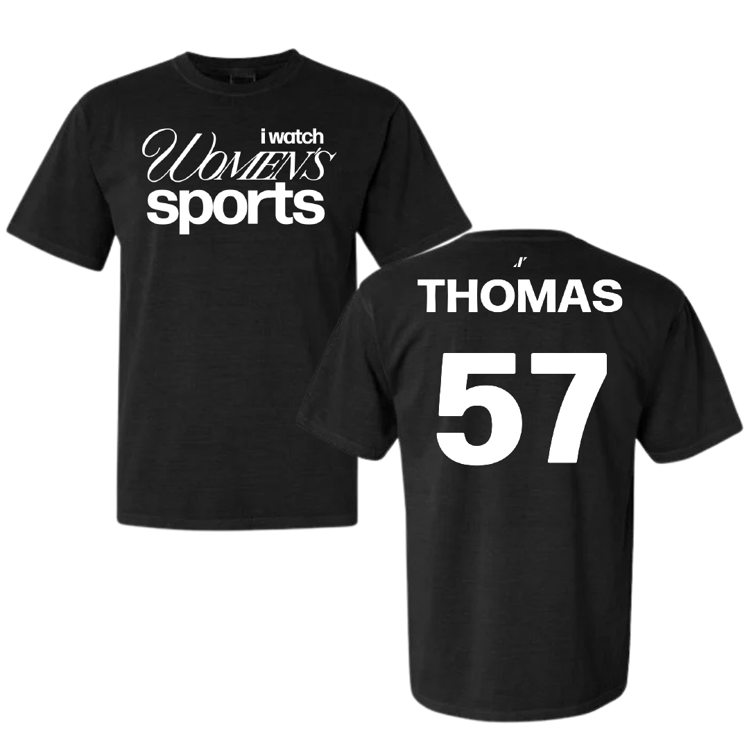 Parkland College Softball Black WHM Comfort Colors Tee - #57 Tori Thomas