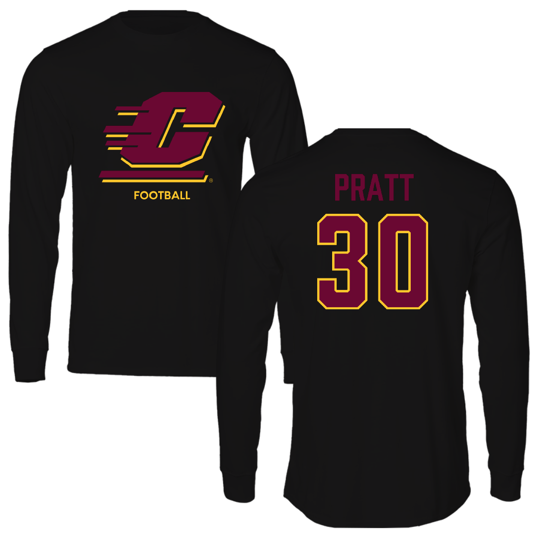 Central Michigan University Football Black Performance Long Sleeve - #30 Ben Pratt