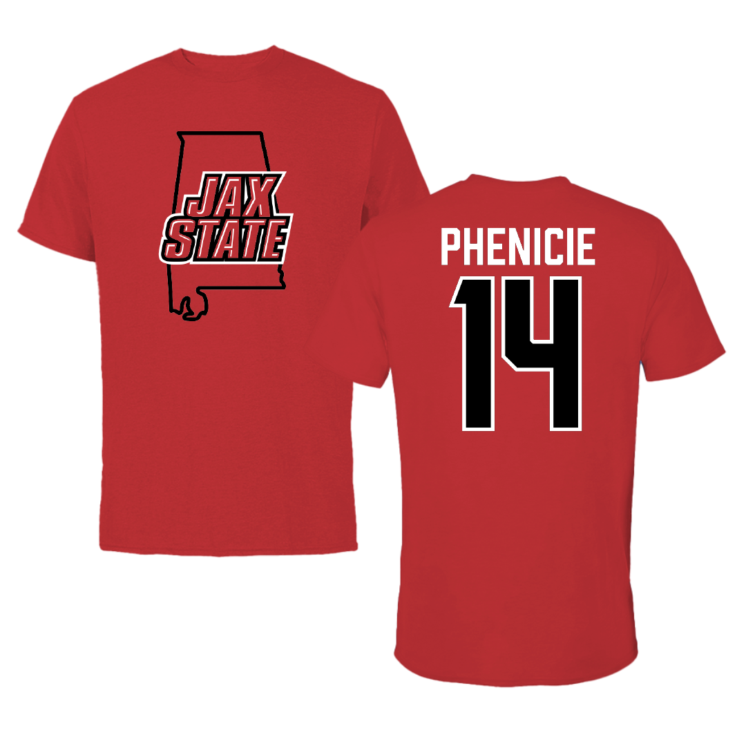 Jacksonville State University Volleyball Red State Tee - #14 Parker Phenicie