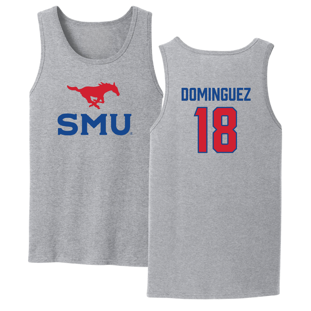 Southern Methodist University Soccer Sport Gray Tank Top - #18 Martin Dominguez
