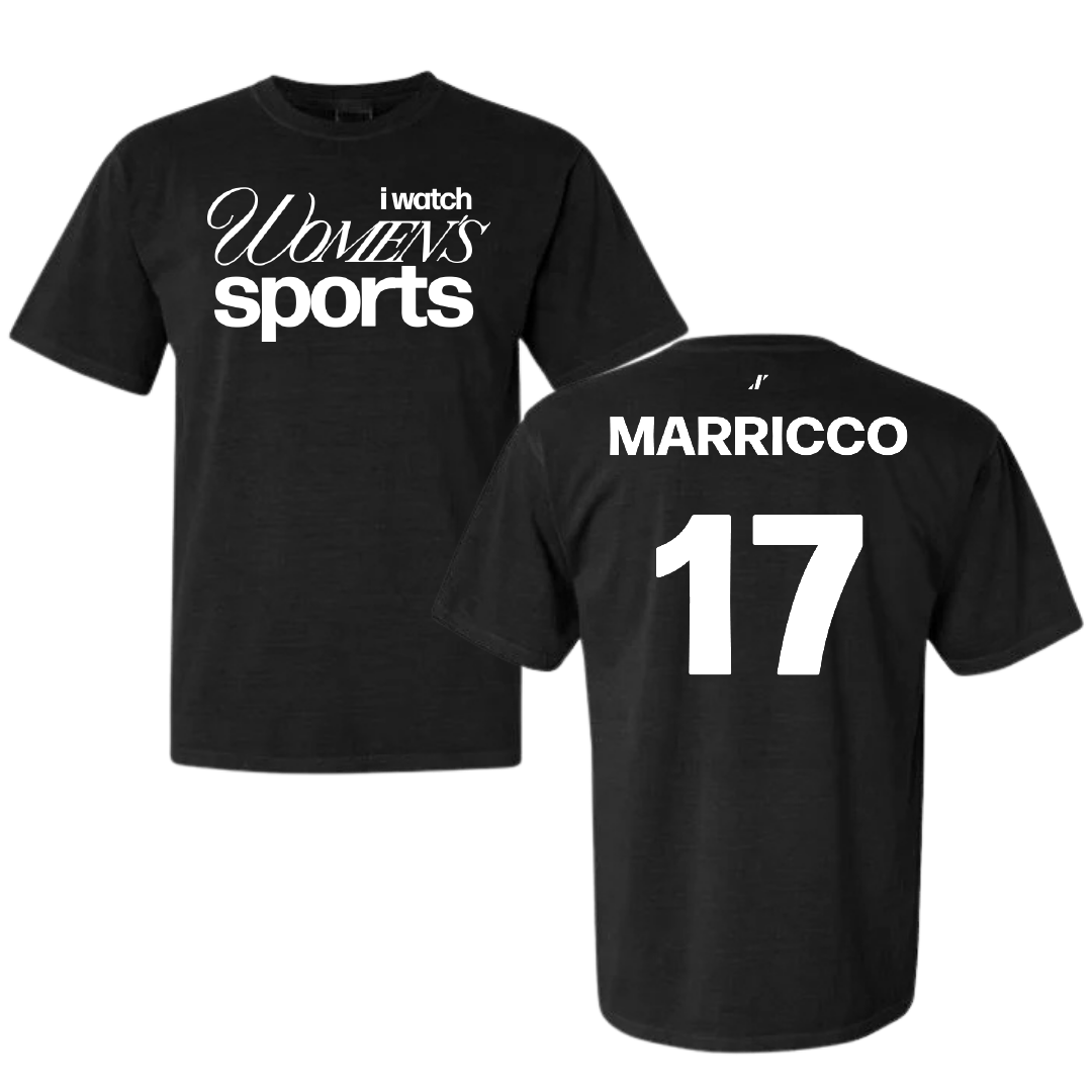 Fairleigh Dickinson University-Metropolitan Campus Soccer Black WHM Comfort Colors Tee - #17 Madeline Marricco