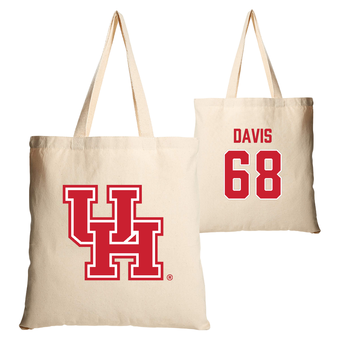 University of Houston Football Tan Canvas Tote Bag - #68 Kaleb Davis