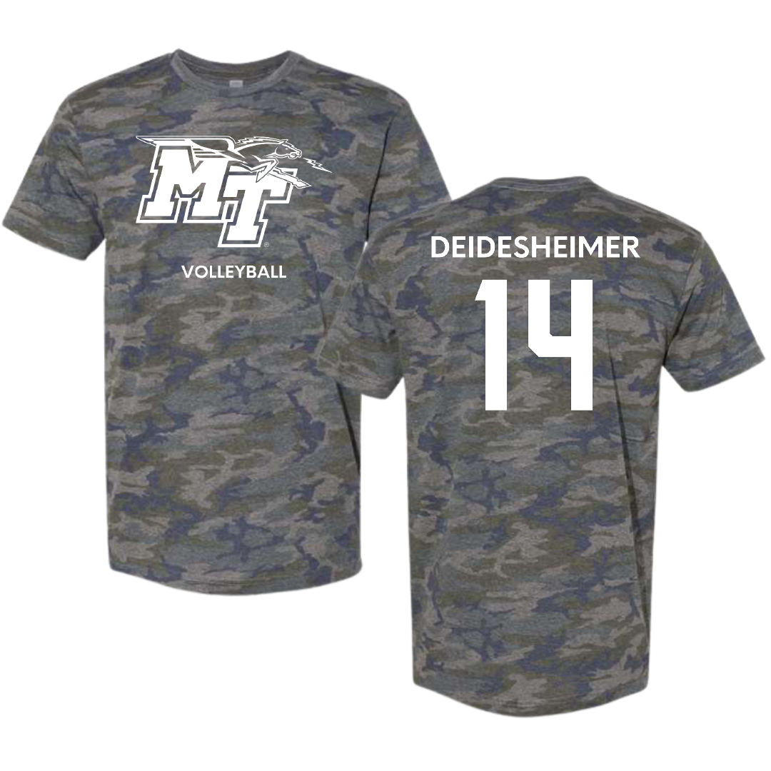 Middle Tennessee State University Volleyball (W) Vintage Camo Tee - #14 Payton Deidesheimer