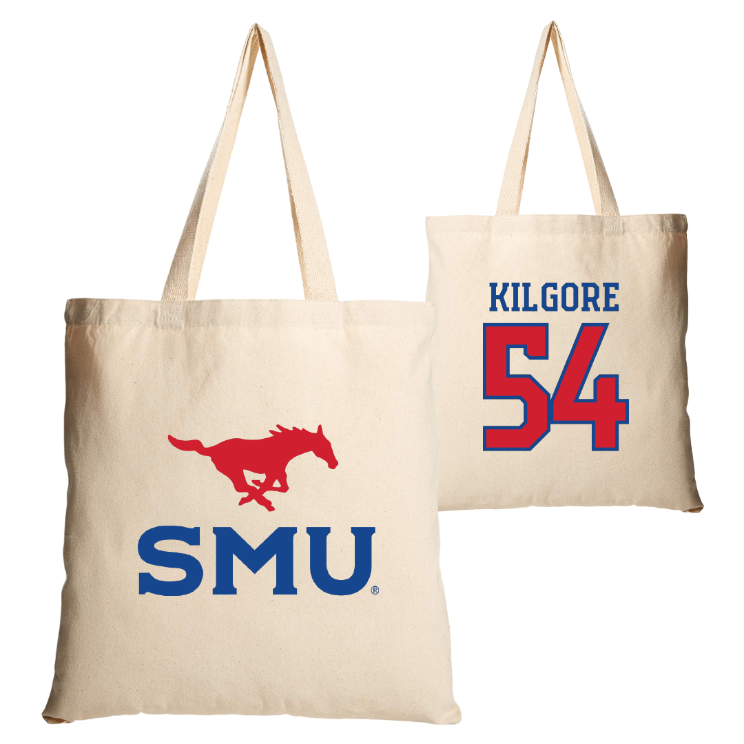 Southern Methodist University Football Tan Canvas Tote Bag - #54 Alex Kilgore