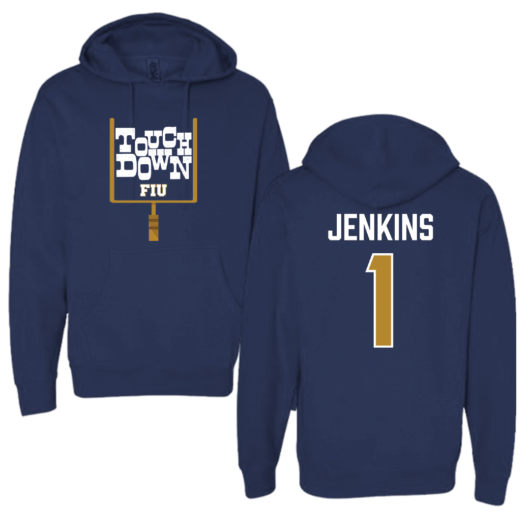 Florida International University Football Navy Touchdown Hoodie - #1 Keyone Jenkins