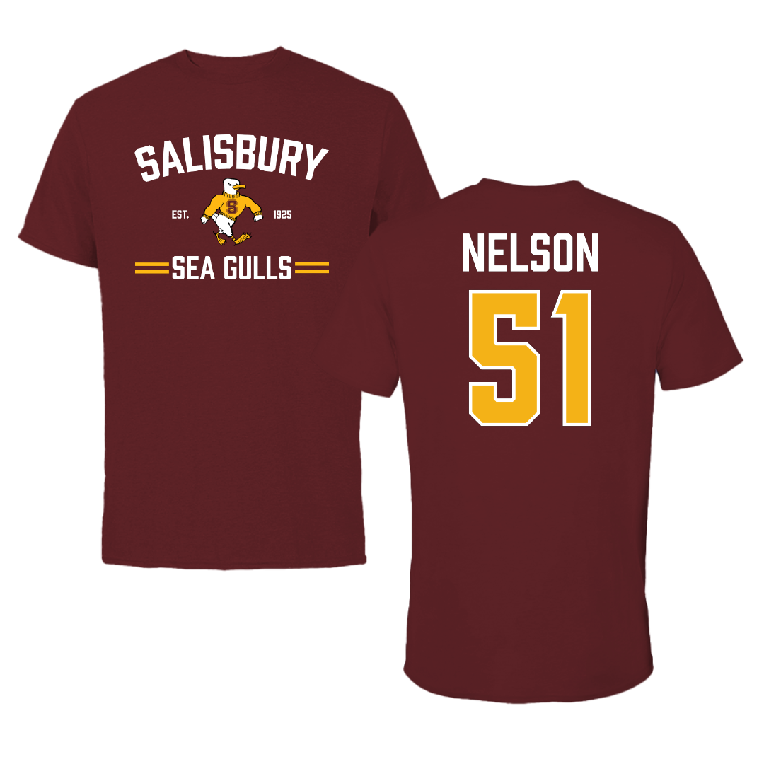 Salisbury University Football Maroon General Performance Tee - #51 Matt Nelson