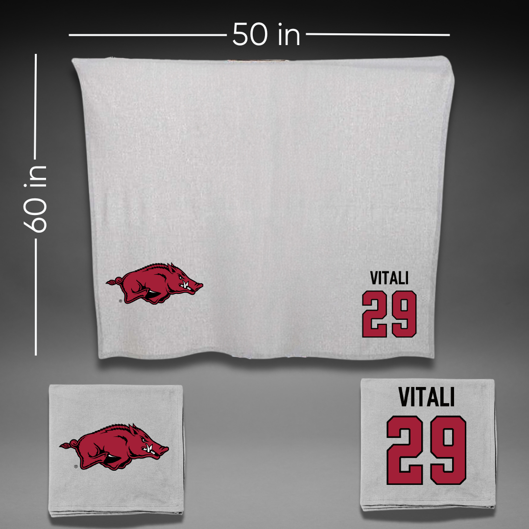 University of Arkansas Soccer Gray Blanket - #29 Evie Vitali
