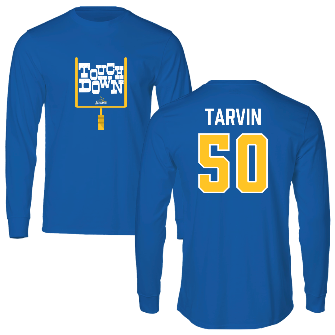 Texas A&M University-Kingsville Football Blue Touchdown Long Sleeve - #50 Joe Tarvin