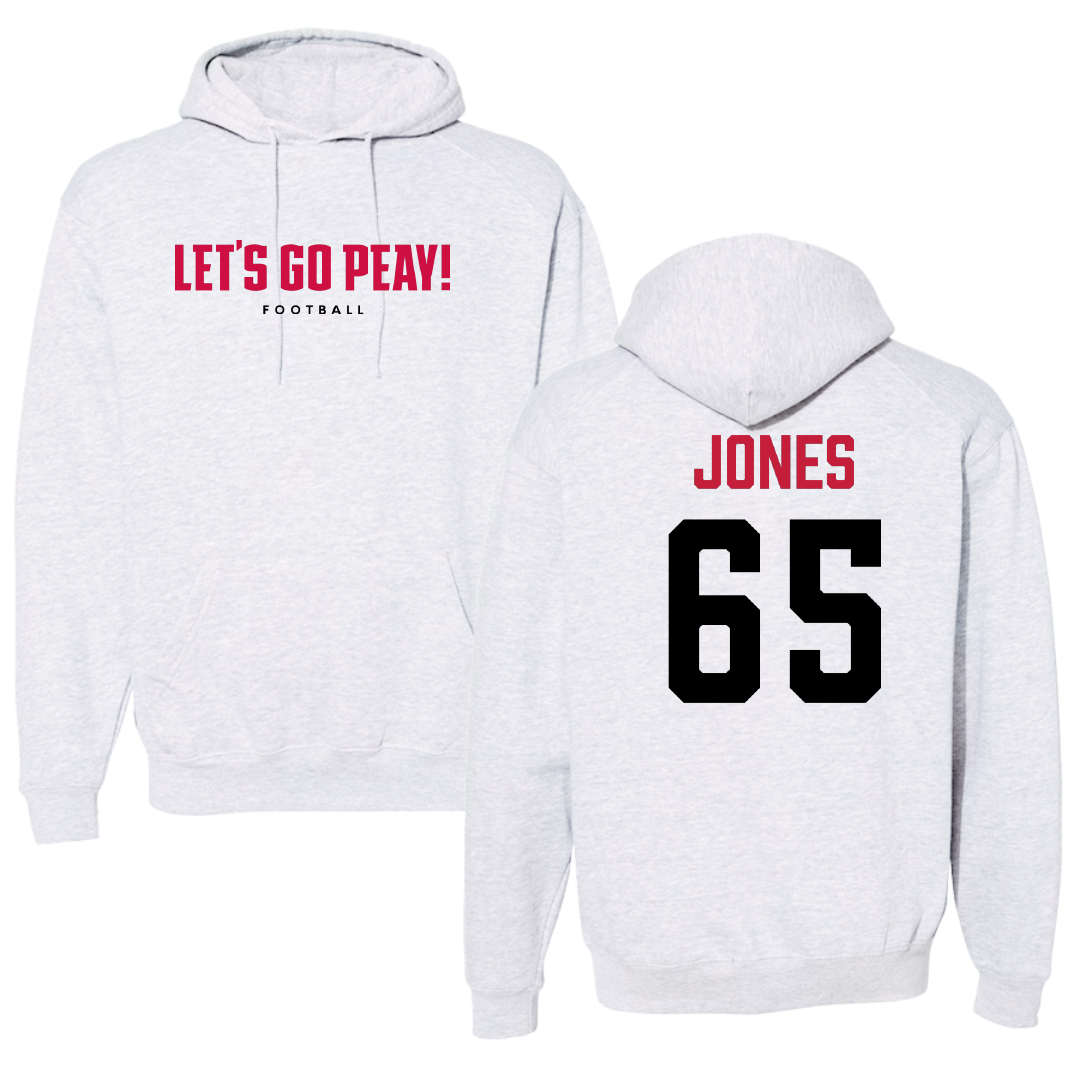 Austin Peay State University Football Gray Hoodie - #65 Miada Jones