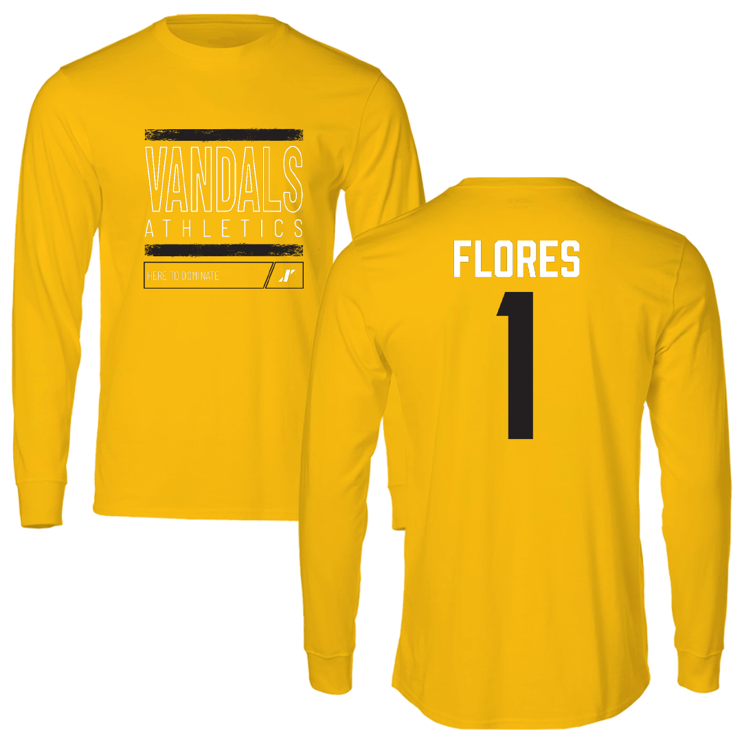 University of Idaho Soccer Gold Dominate Performance Long Sleeve - #1 Paula Flores