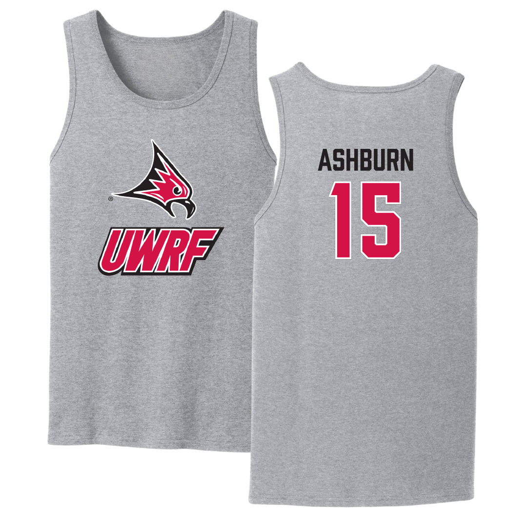 University of Wisconsin-River Falls Basketball Sport Gray Tank Top - #15 Riley Ashburn