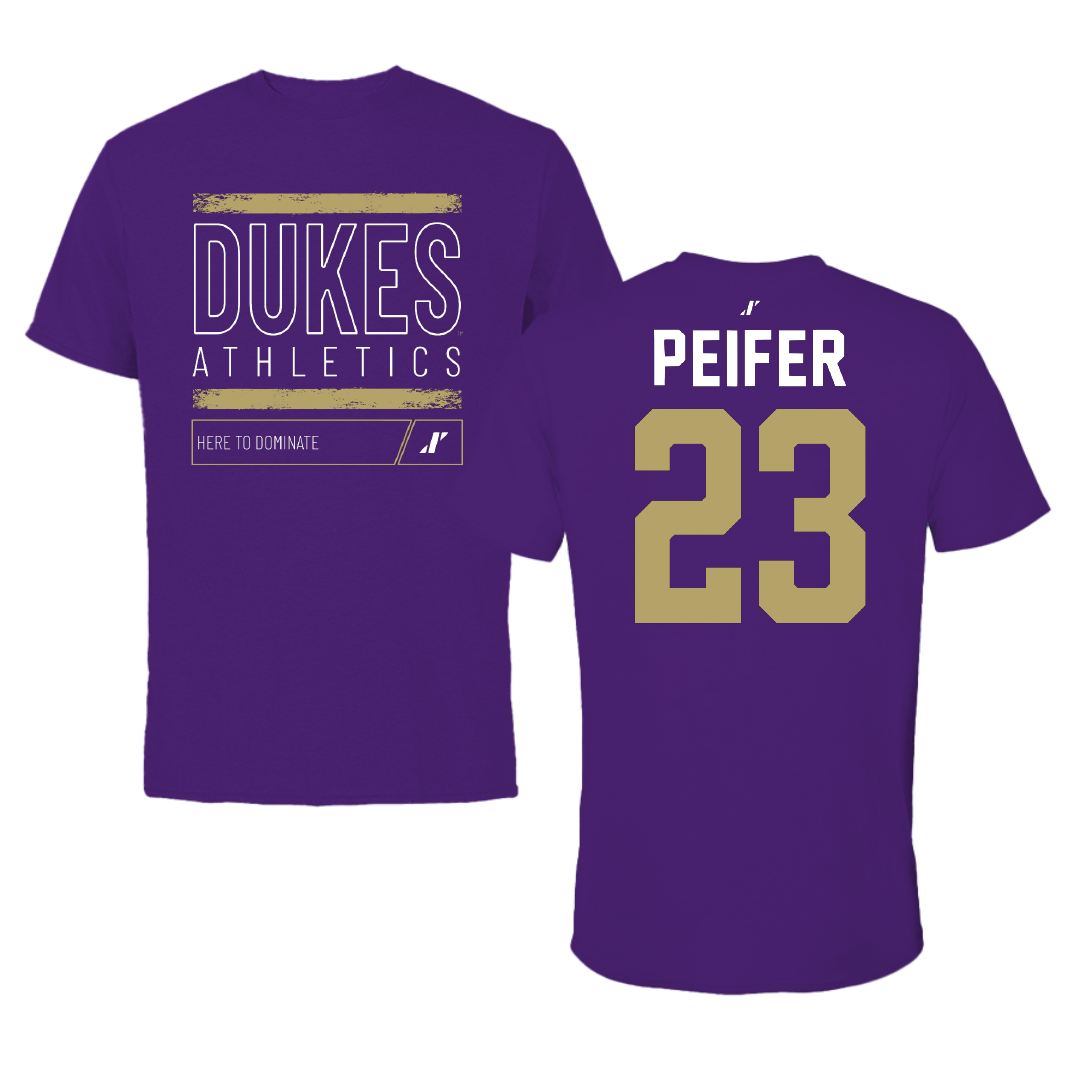 James Madison University Baseball Purple Dominate Performance Tee - #23 Wyatt Peifer