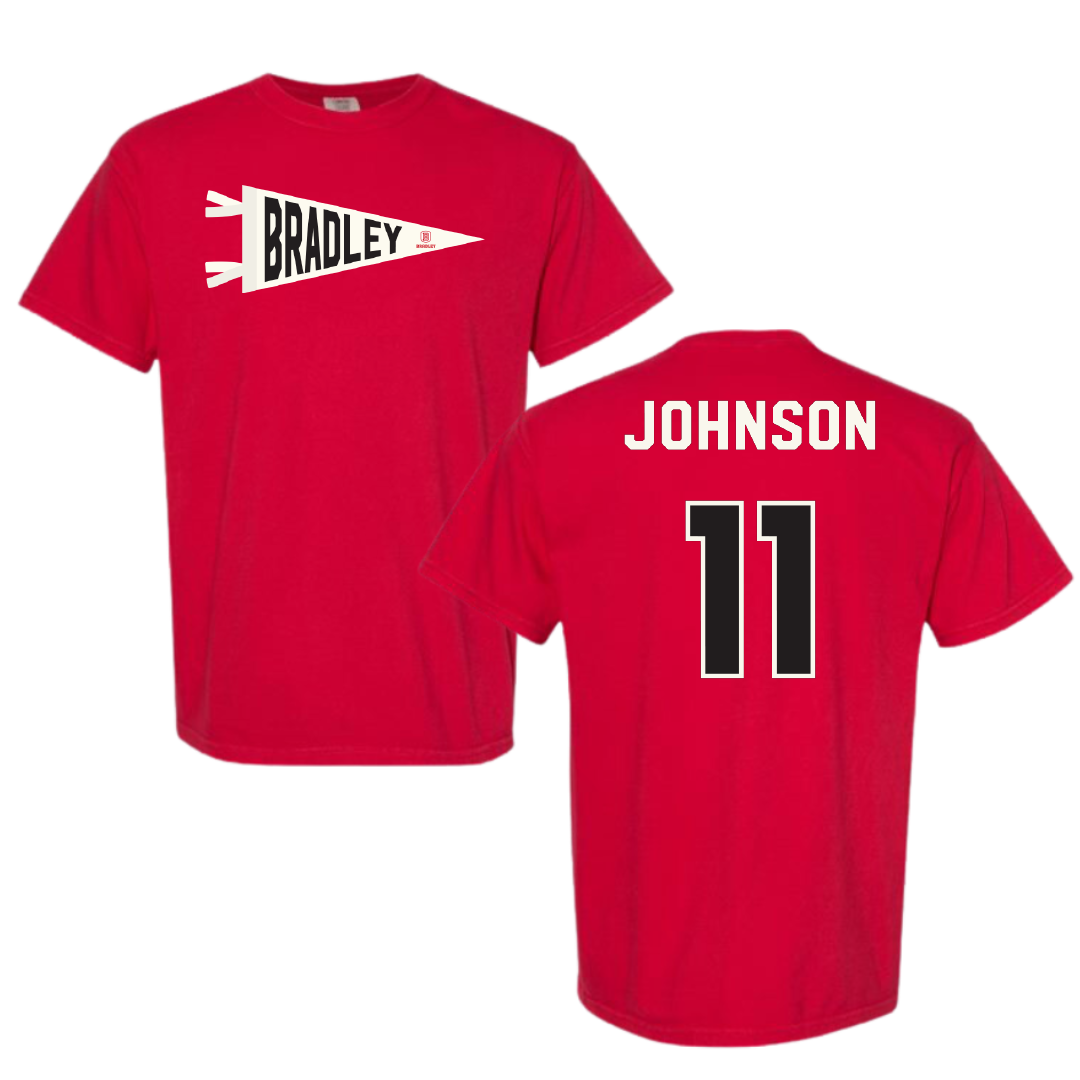 Bradley University Volleyball Red Pennant Comfort Colors Tee - #11 Abby Johnson
