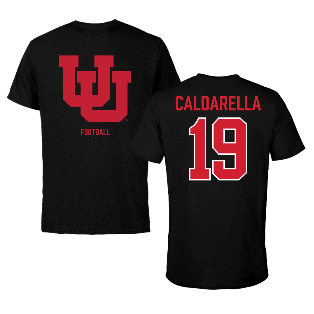University of Utah Football Black Tee - #19 Luca Caldarella