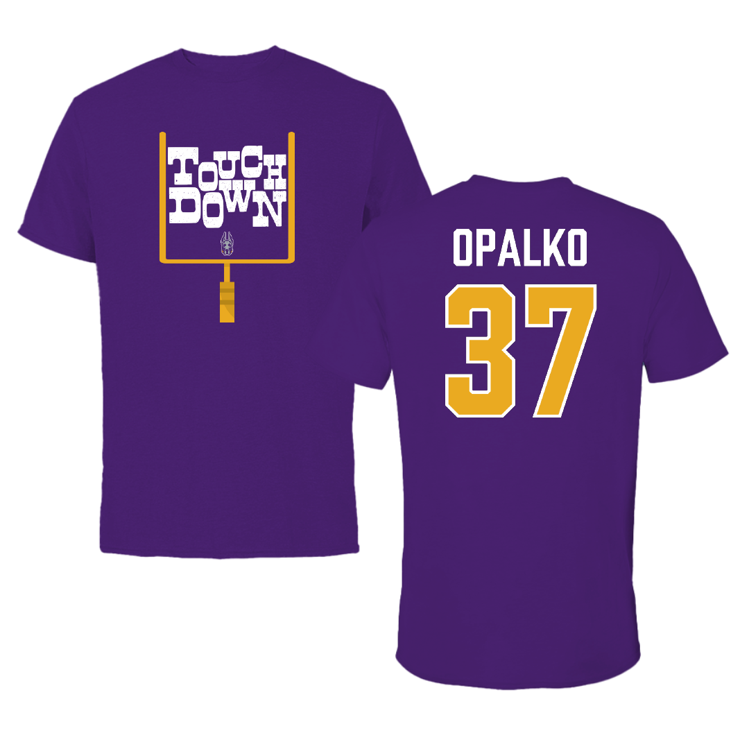 University at Albany Football Purple Touchdown Performance Tee - #37 John Opalko