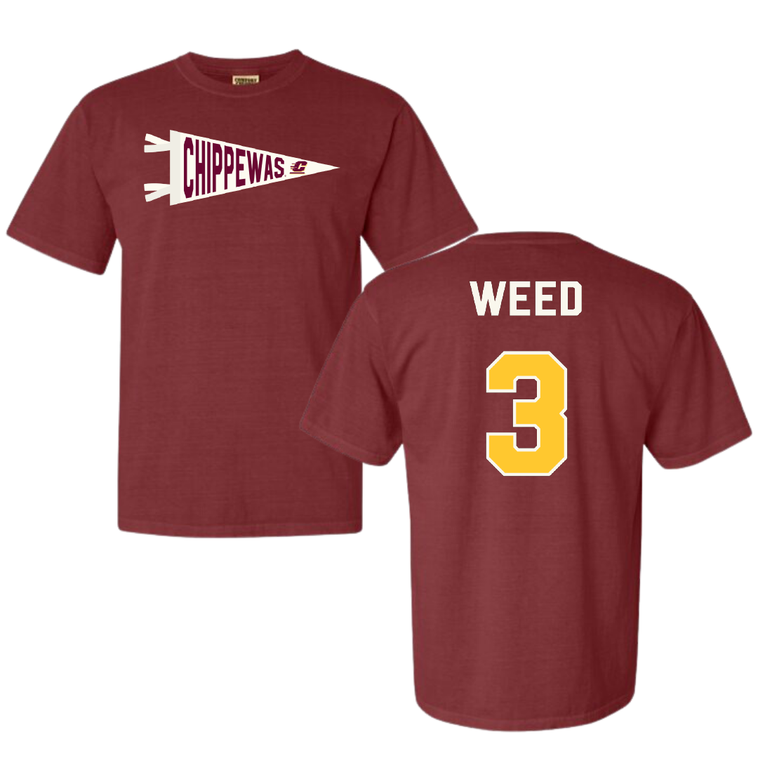Central Michigan University Soccer (W) Maroon Pennant Comfort Colors Tee - #3 Kylee Weed